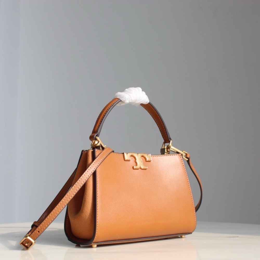 Tory Burch Tan Leather Handbag with Gold Logo - Picture 8 of 8